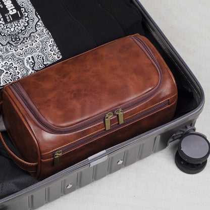 Niopia – Men’s PU Leather Toiletry Bag with Hanging Hook and Water-Resistant Design