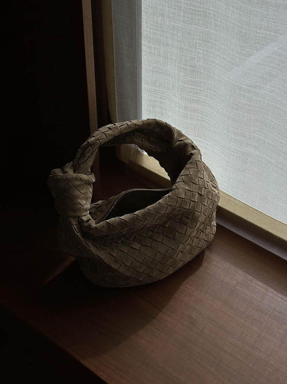 Niopia – Women’s Mini Vegan Suede Shoulder Bag with Woven Knot Design