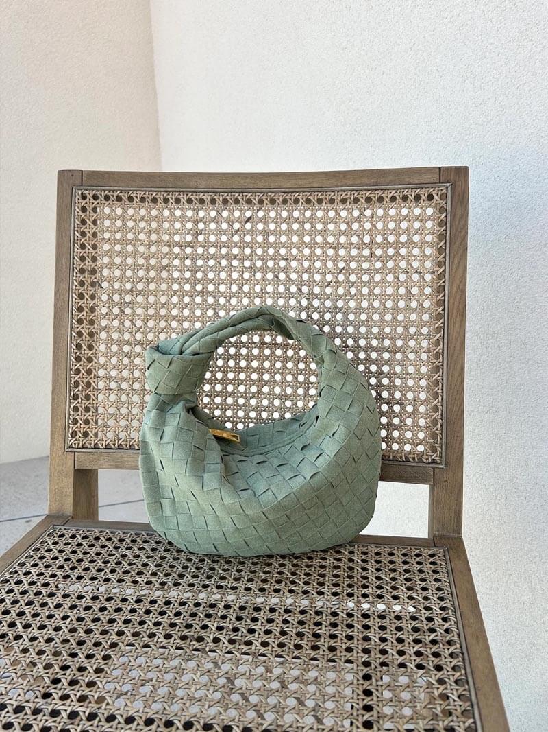 Niopia – Women’s Mini Vegan Suede Shoulder Bag with Woven Knot Design