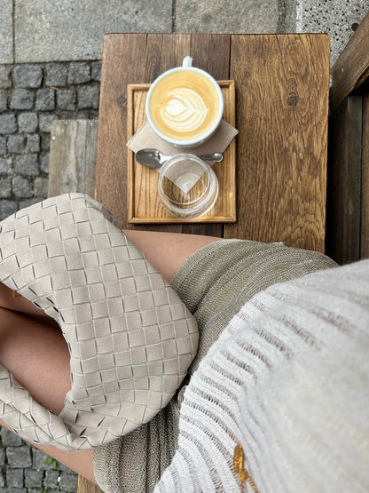 Niopia – Women’s Mini Vegan Suede Shoulder Bag with Woven Knot Design