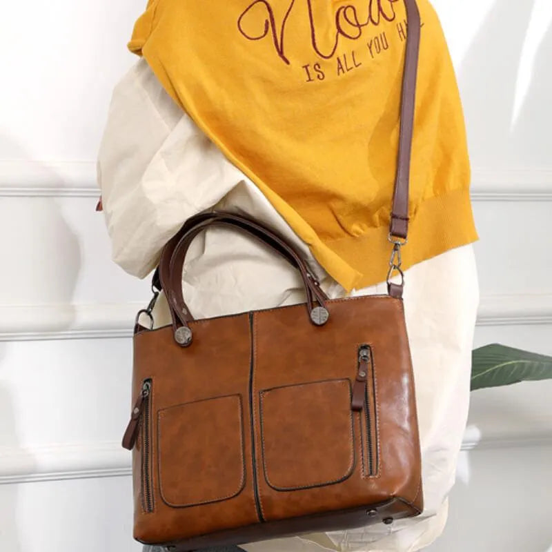 Niopia - Women’s Vintage PU Leather Shoulder Bag with Adjustable Crossbody Strap